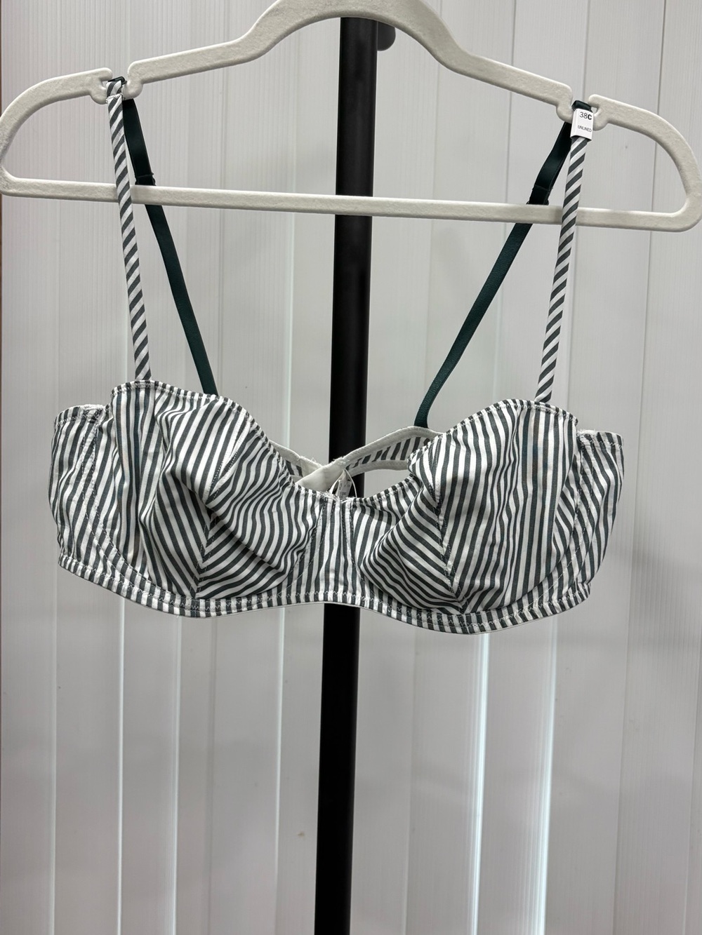 Victoria Secret Striped Underwire Bralette in White and Dark Green